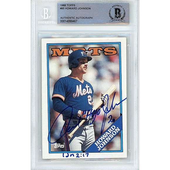 Howard Johnson Signed 1988 Topps Baseball Card NY Mets Beckett Slab Autograph - Picture 1 of 5